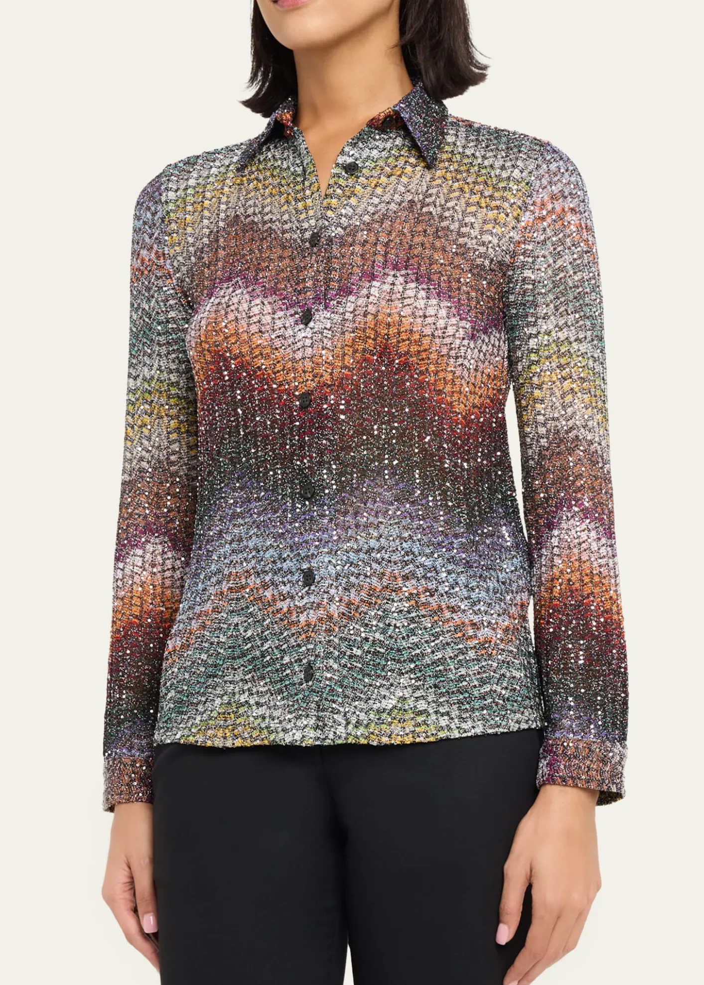 MissoniSequined Wefted Loom Knit Button-Down Shirt