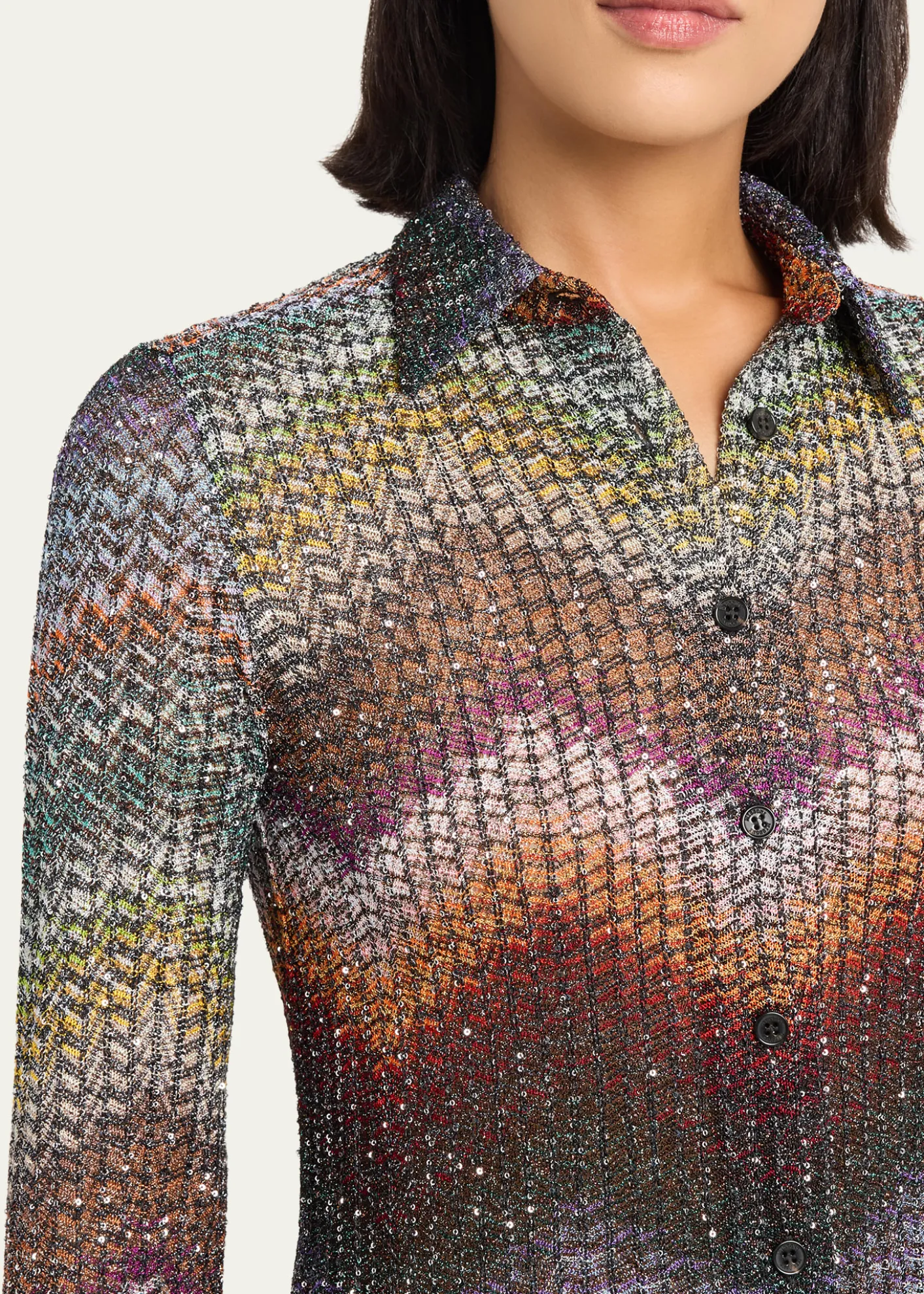 MissoniSequined Wefted Loom Knit Button-Down Shirt