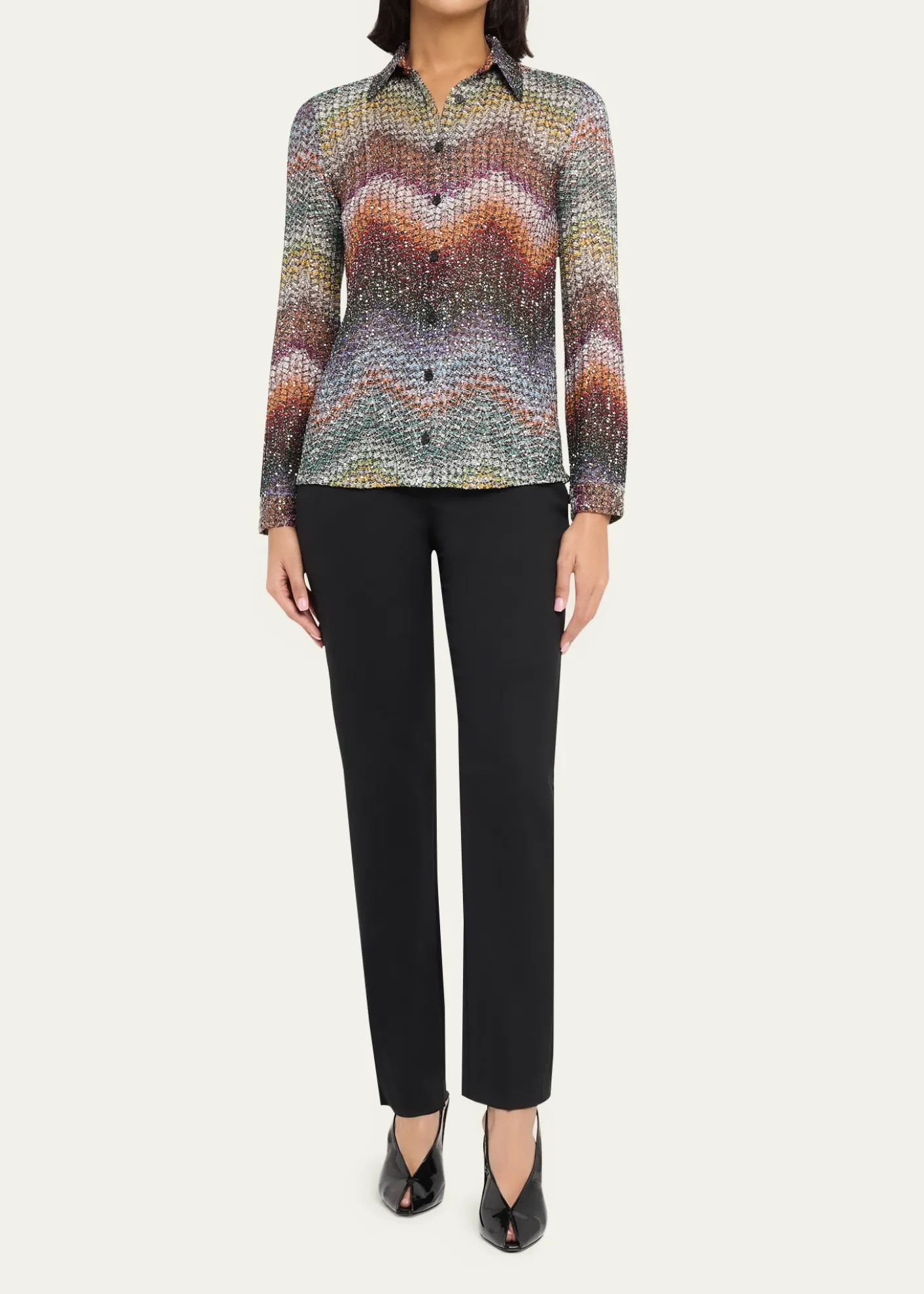 MissoniSequined Wefted Loom Knit Button-Down Shirt