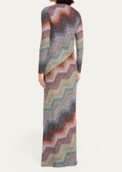MissoniSequin Wefted Loom Knit Long-Sleeve Gown