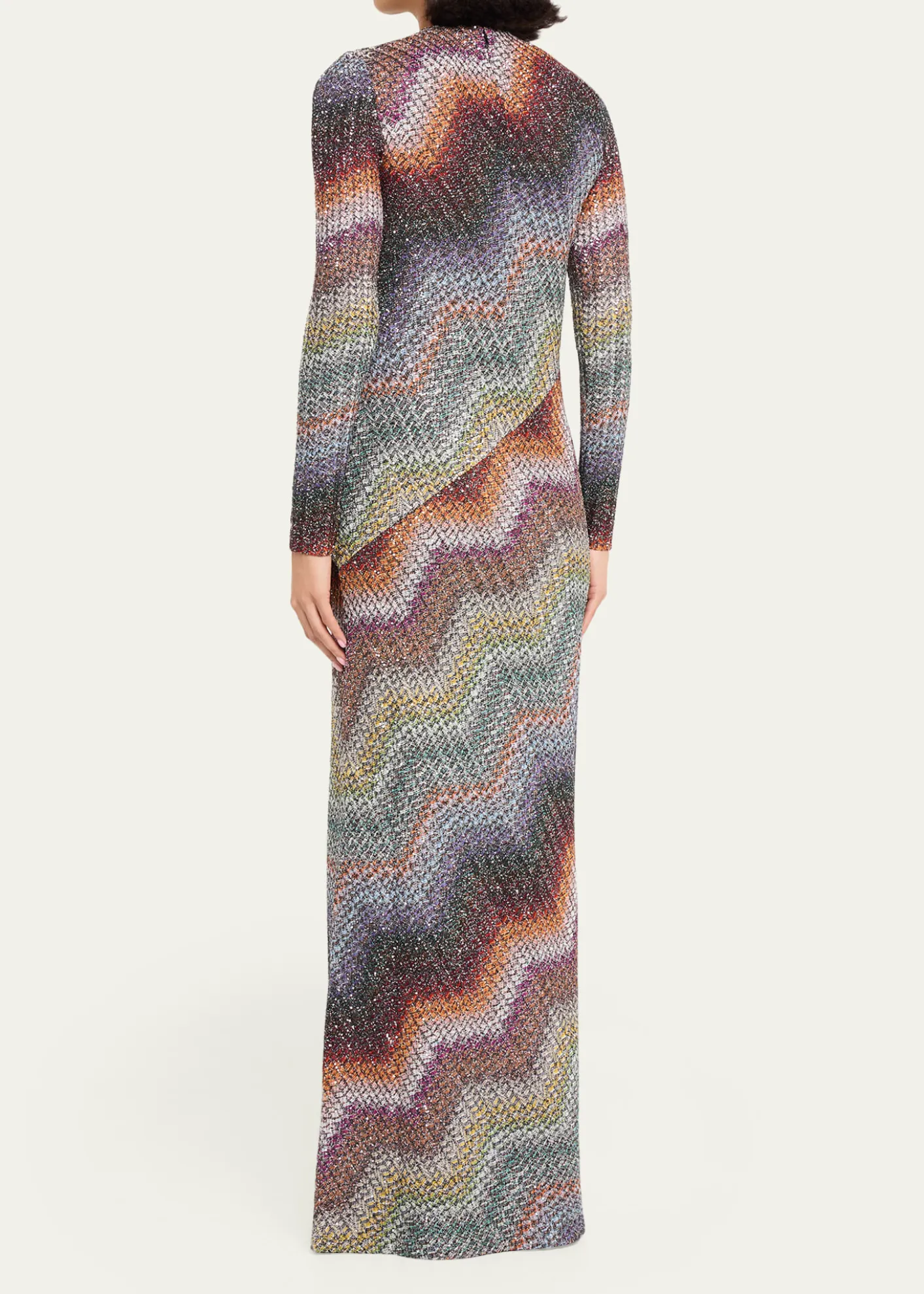 MissoniSequin Wefted Loom Knit Long-Sleeve Gown