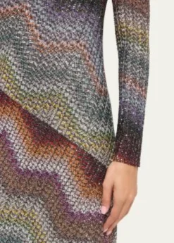 MissoniSequin Wefted Loom Knit Long-Sleeve Gown