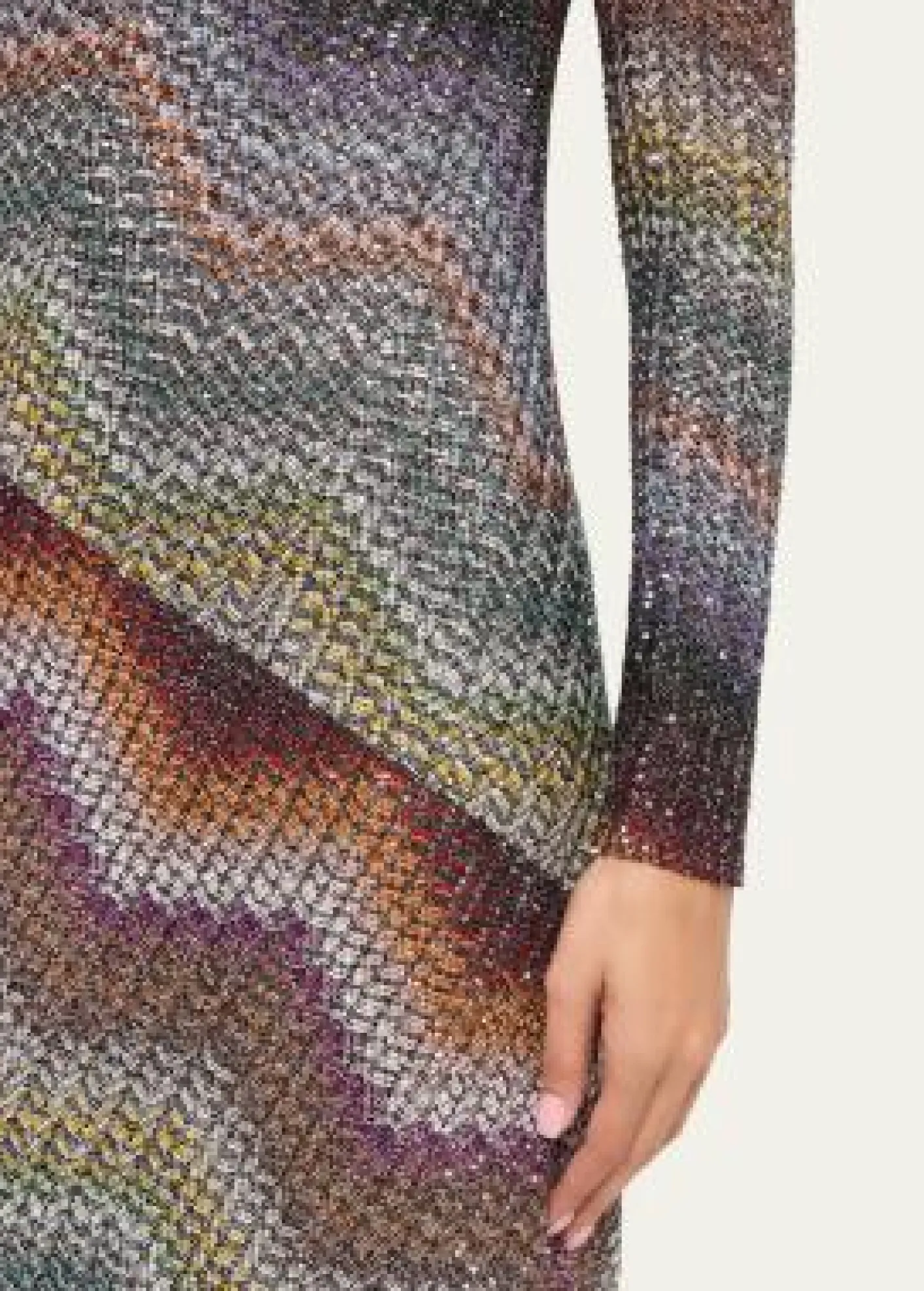 MissoniSequin Wefted Loom Knit Long-Sleeve Gown