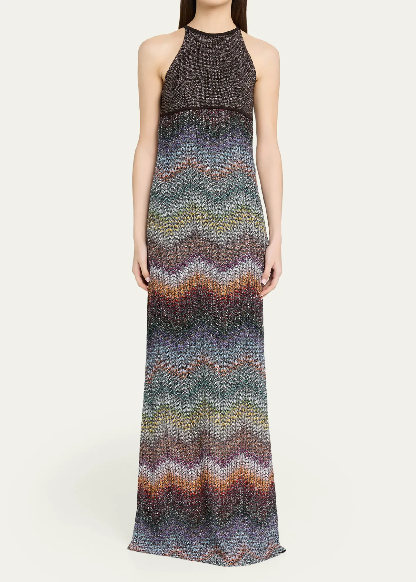 MissoniSequin Wefted Loom Knit Halterneck Gown