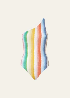 MissoniStriped Zig Zag Asymmetric One-Piece Swimsuit