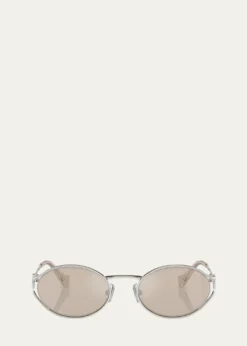Miu MiuLogo Metal Oval Sunglasses