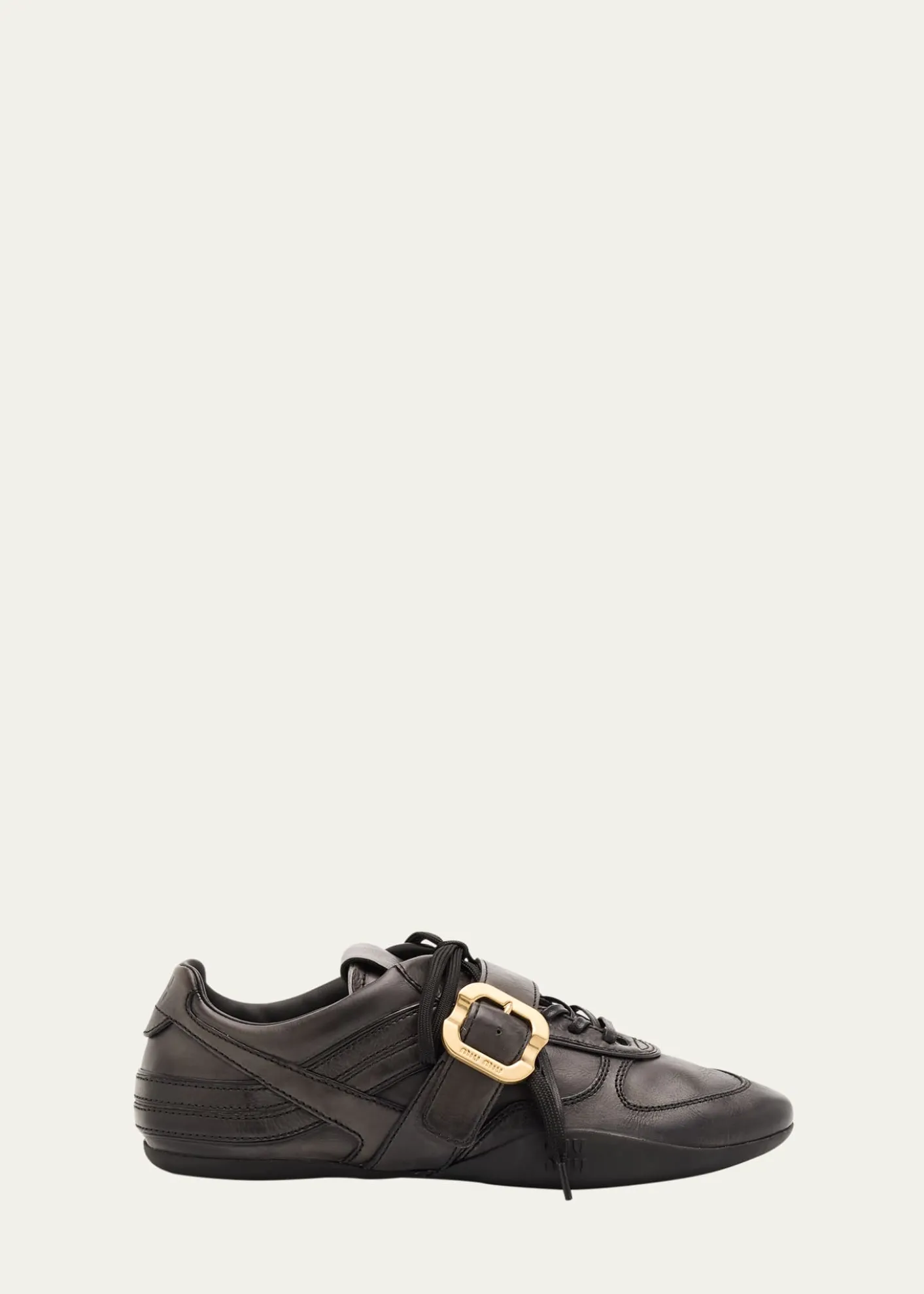 Miu MiuAllacciate Leather Buckle Low-Top Sneakers