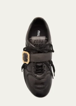Miu MiuAllacciate Leather Buckle Low-Top Sneakers