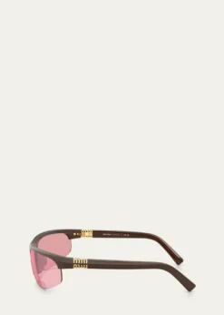Miu MiuA02S Semi-Rimless Oval Plastic Sunglasses