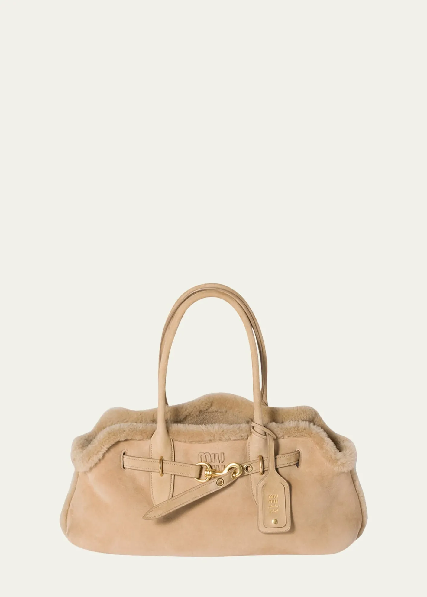 Miu MiuAventure Belted Shearling Shoulder Bag