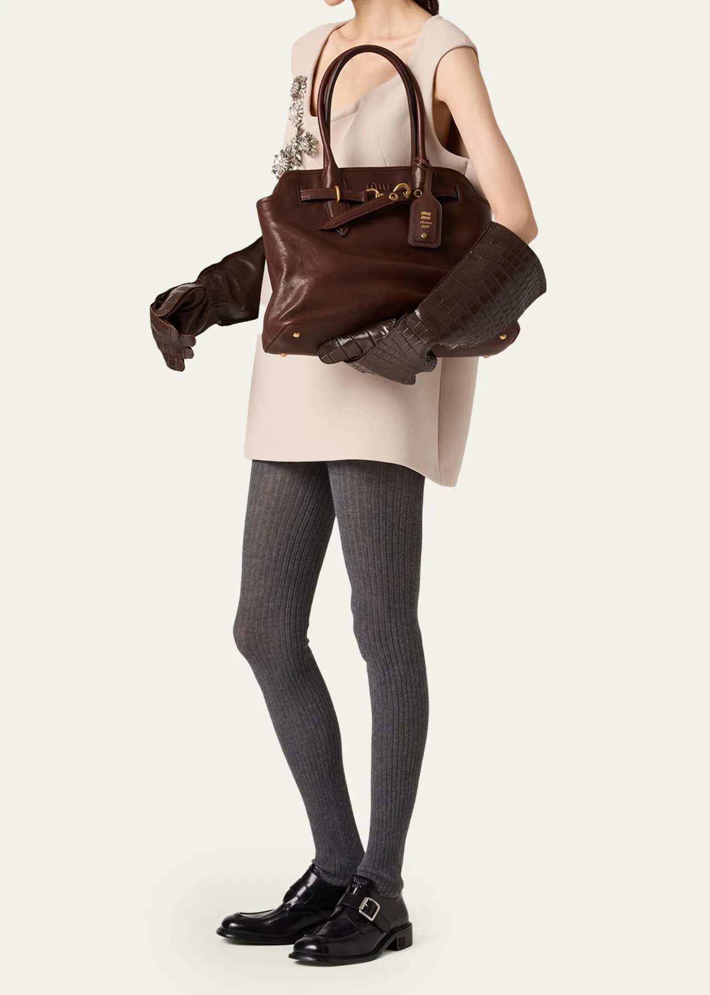 Miu MiuAventure Large Leather Shoulder Bag