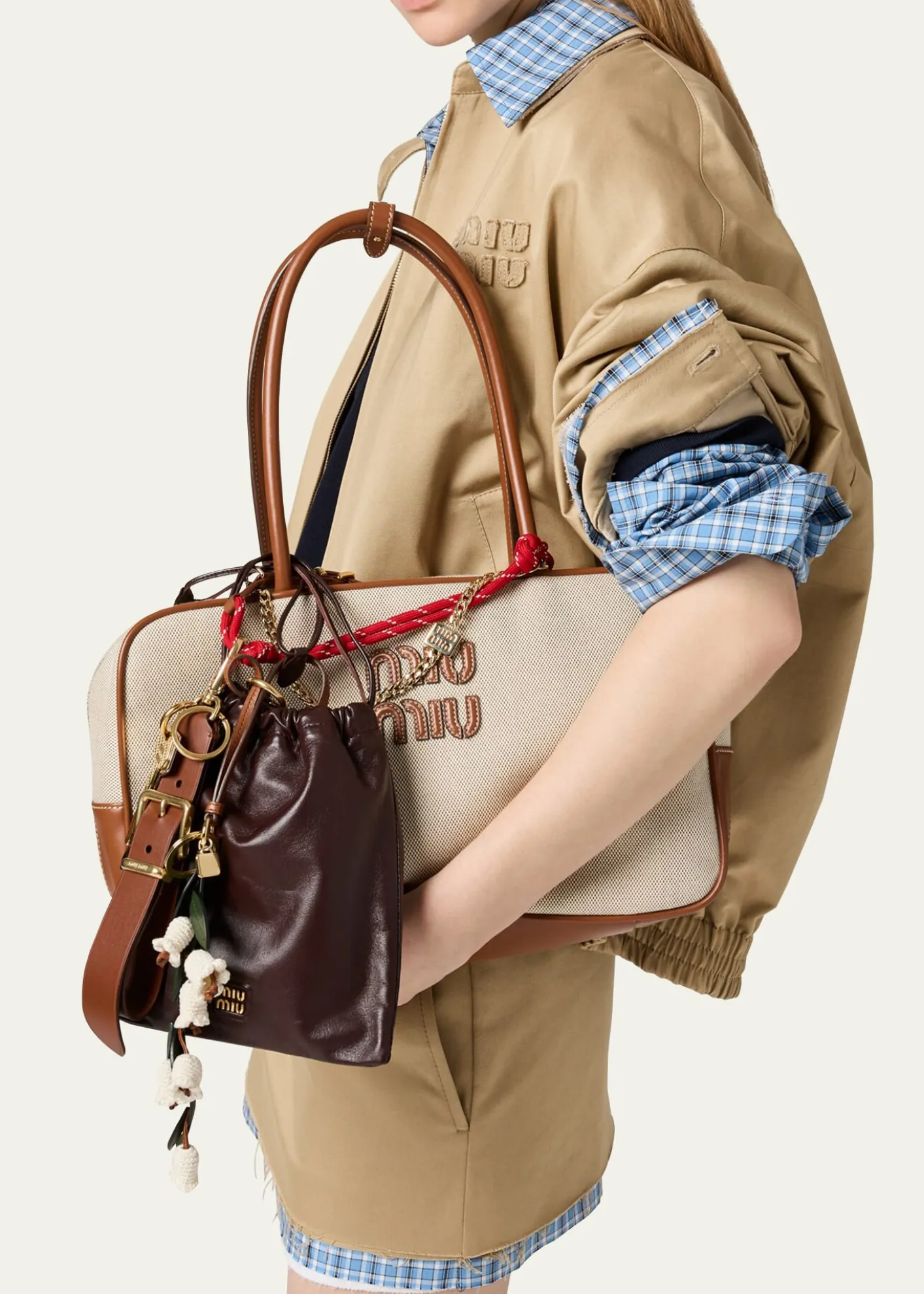 Miu MiuBeau Canvas Shoulder Bag