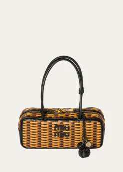 Miu MiuBeau Woven Leather Top-Handle Bag