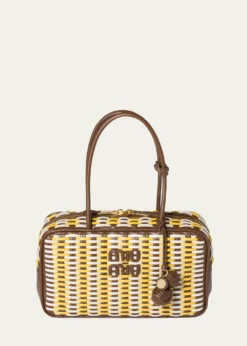 Miu MiuBeau Woven Leather Top-Handle Bag