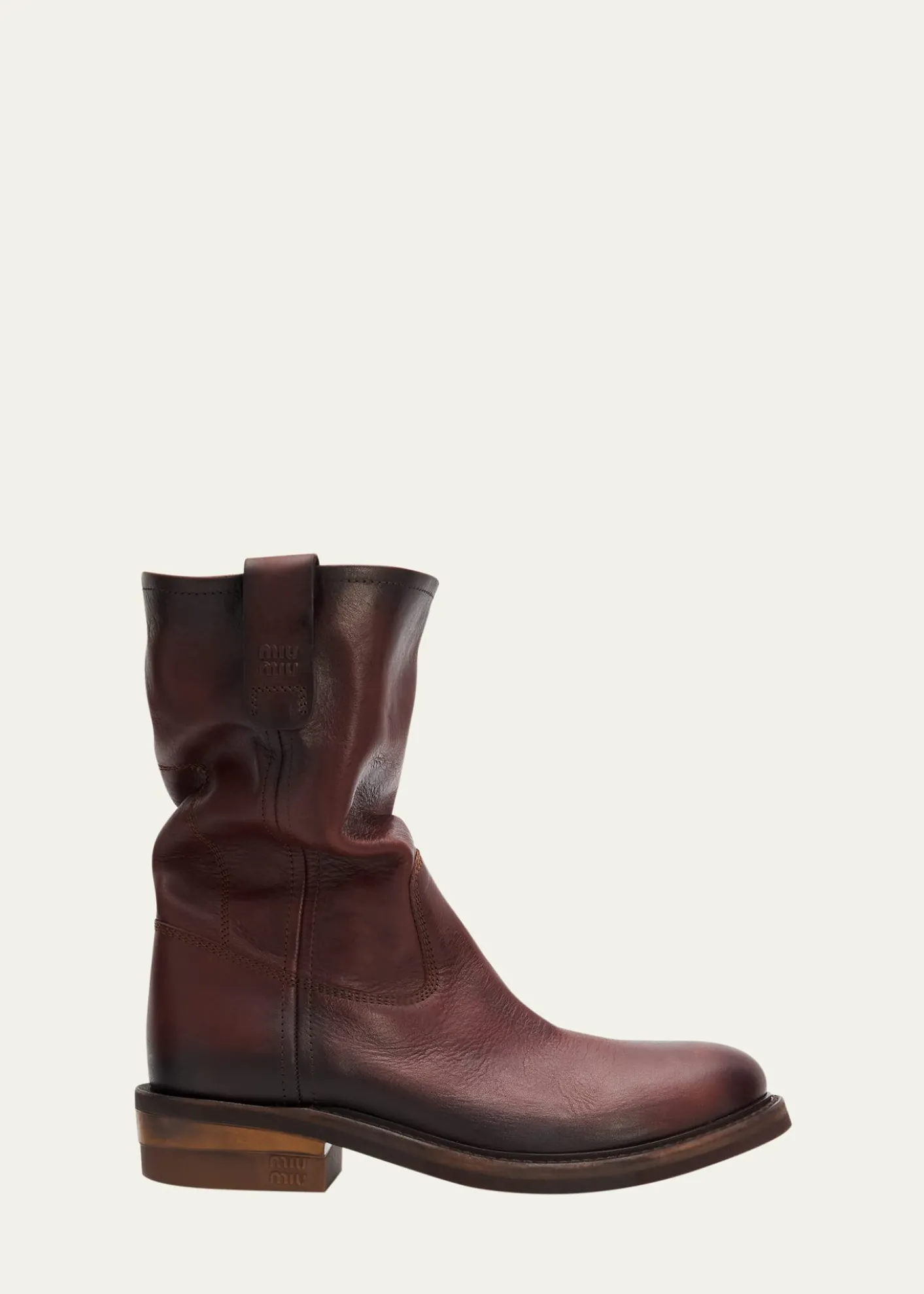 Miu MiuFoule Leather Mid-Calf Boots