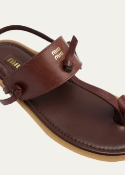 Miu MiuInfradito Knotted Leather Toe-Ring Sandals