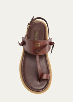 Miu MiuInfradito Knotted Leather Toe-Ring Sandals