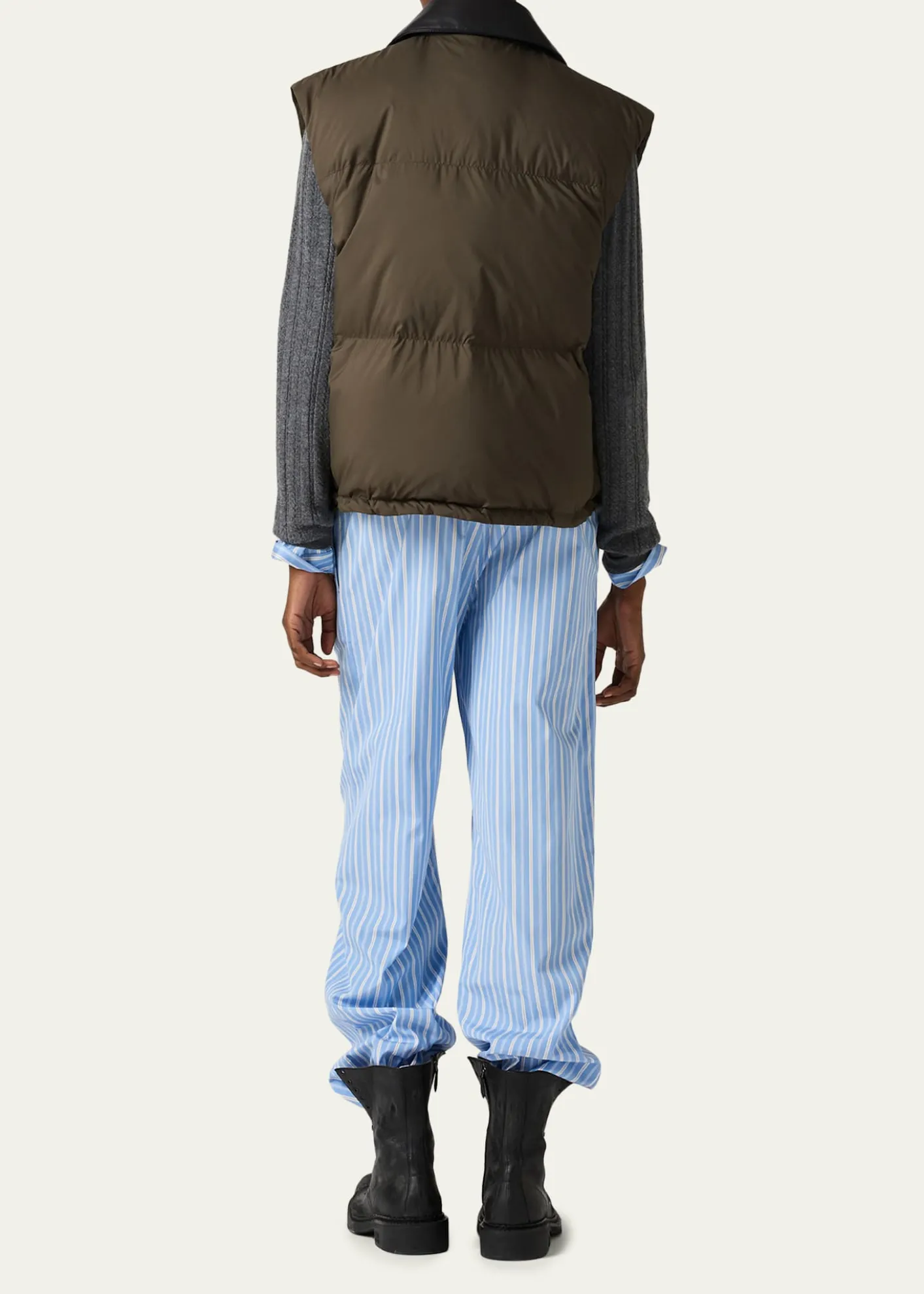 Miu MiuLeather Collar Oversized Puffer Vest