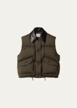 Miu MiuLeather Collar Oversized Puffer Vest