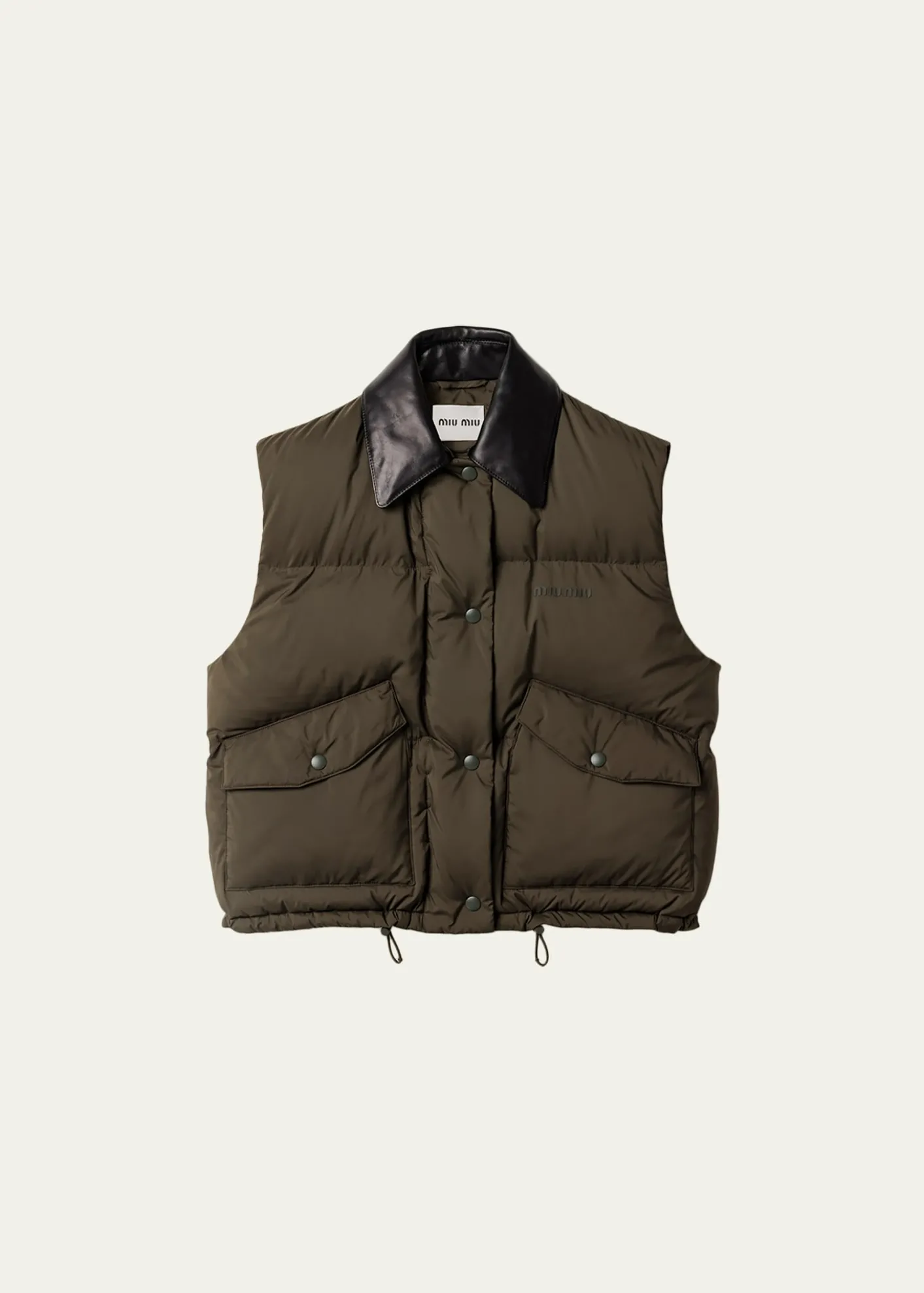 Miu MiuLeather Collar Oversized Puffer Vest