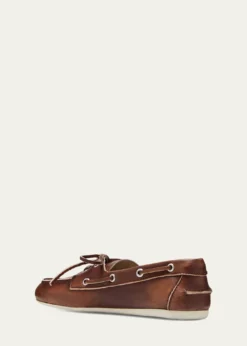 Miu MiuLeather Lace-Up Moccasins
