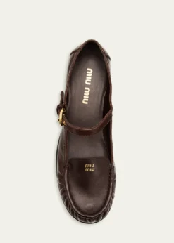 Miu MiuLeather Mary Jane Loafers