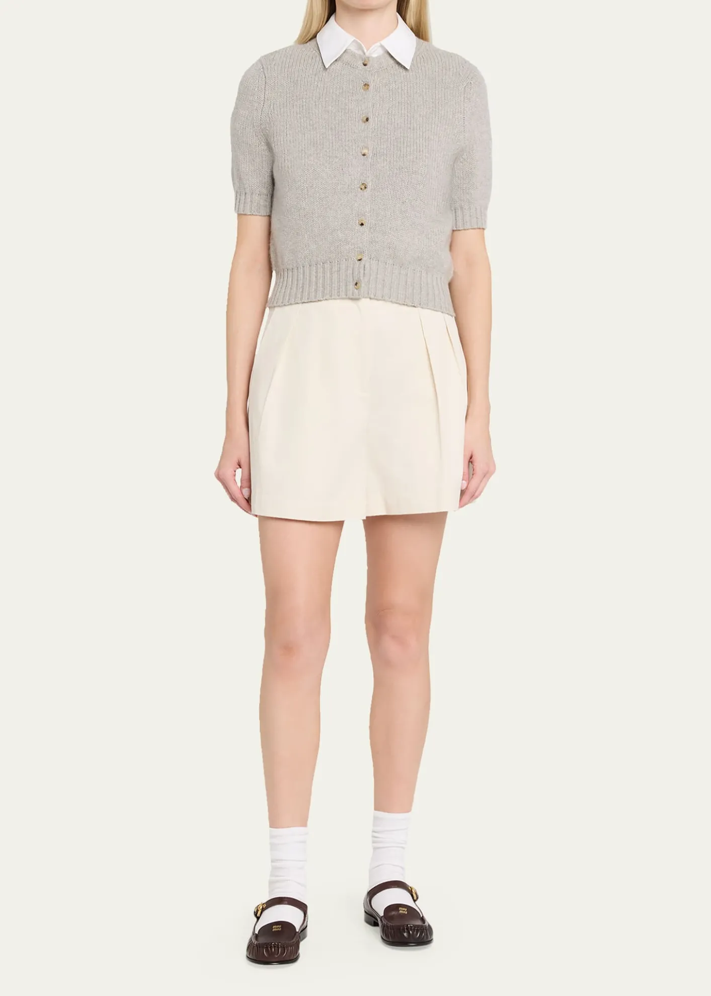 Miu MiuLeather Mary Jane Loafers