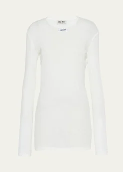 Miu MiuLong-Sleeve Fitted Mini Dress