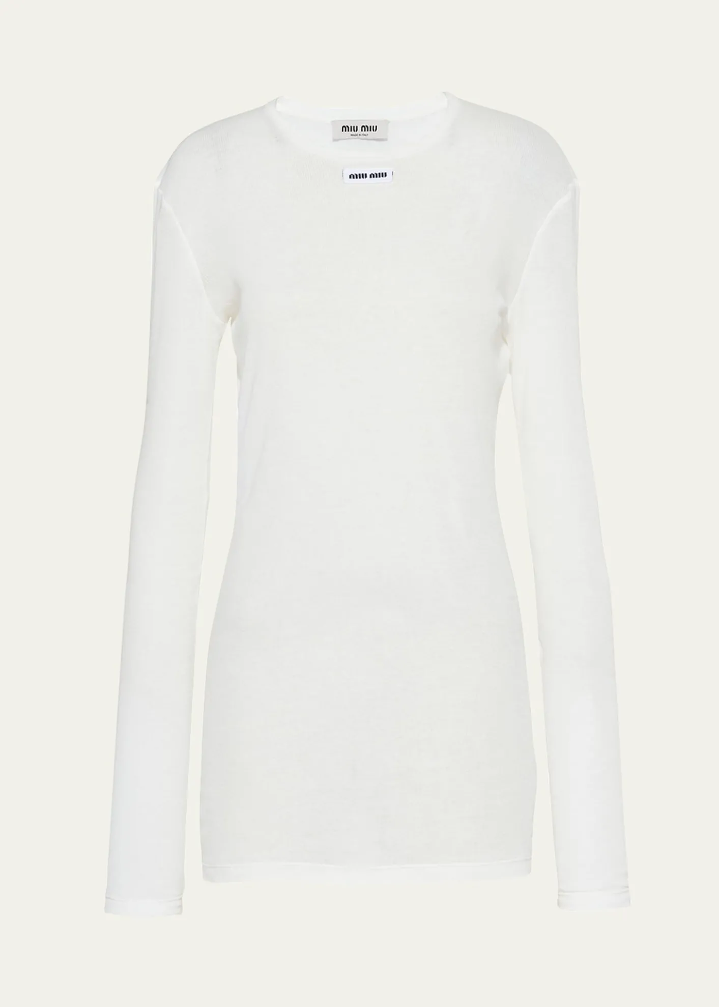 Miu MiuLong-Sleeve Fitted Mini Dress