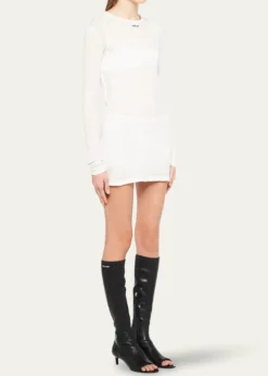 Miu MiuLong-Sleeve Fitted Mini Dress