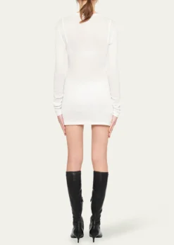 Miu MiuLong-Sleeve Fitted Mini Dress