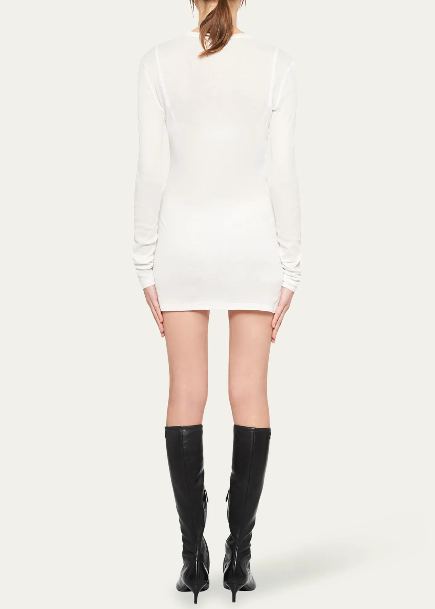 Miu MiuLong-Sleeve Fitted Mini Dress