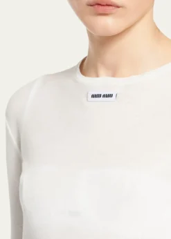 Miu MiuLong-Sleeve Fitted Mini Dress