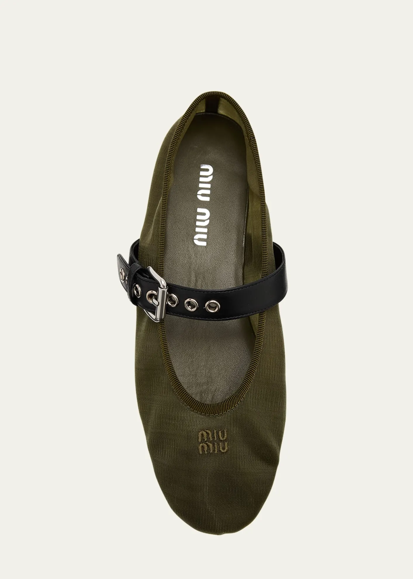 Miu MiuMesh Buckle Mary-Jane Ballerina Flats