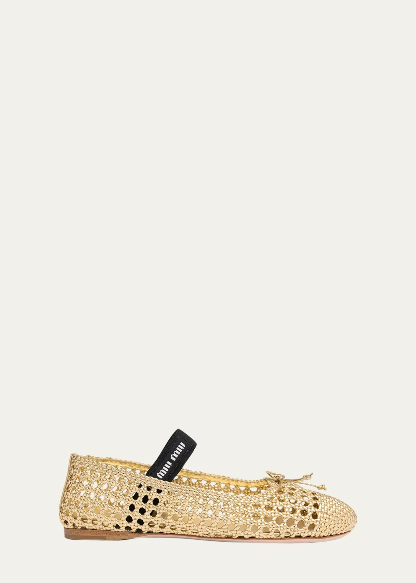 Miu MiuMetallic Leather Crochet Ballerina Flats