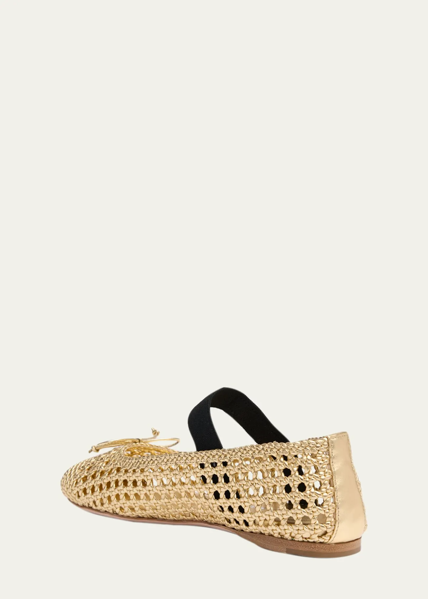 Miu MiuMetallic Leather Crochet Ballerina Flats