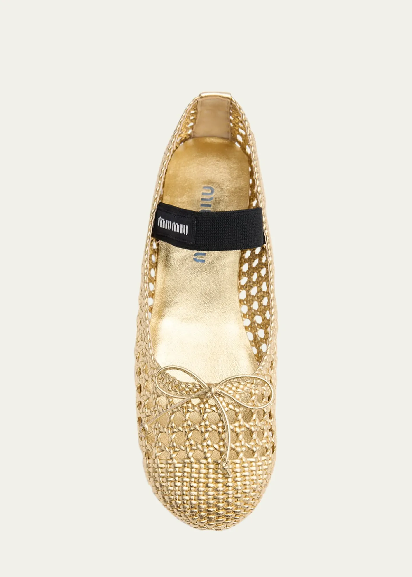 Miu MiuMetallic Leather Crochet Ballerina Flats