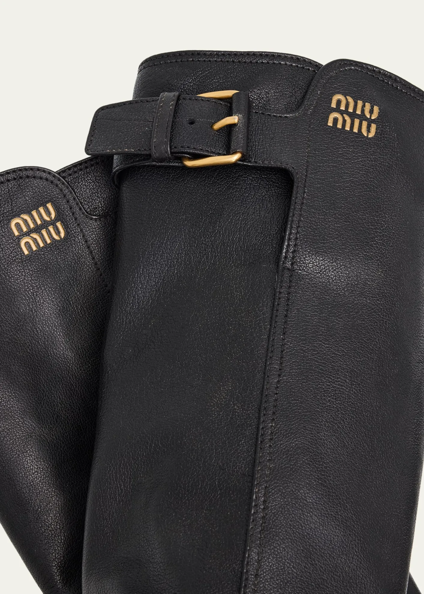 Miu Miu55mm Leather Knee-High Lug-Sole Boots