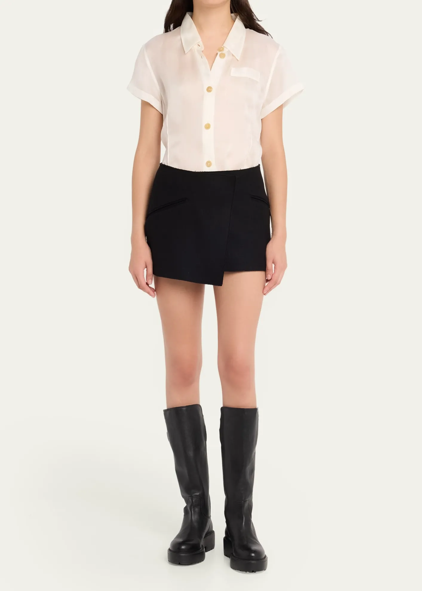 Miu Miu55mm Leather Knee-High Lug-Sole Boots