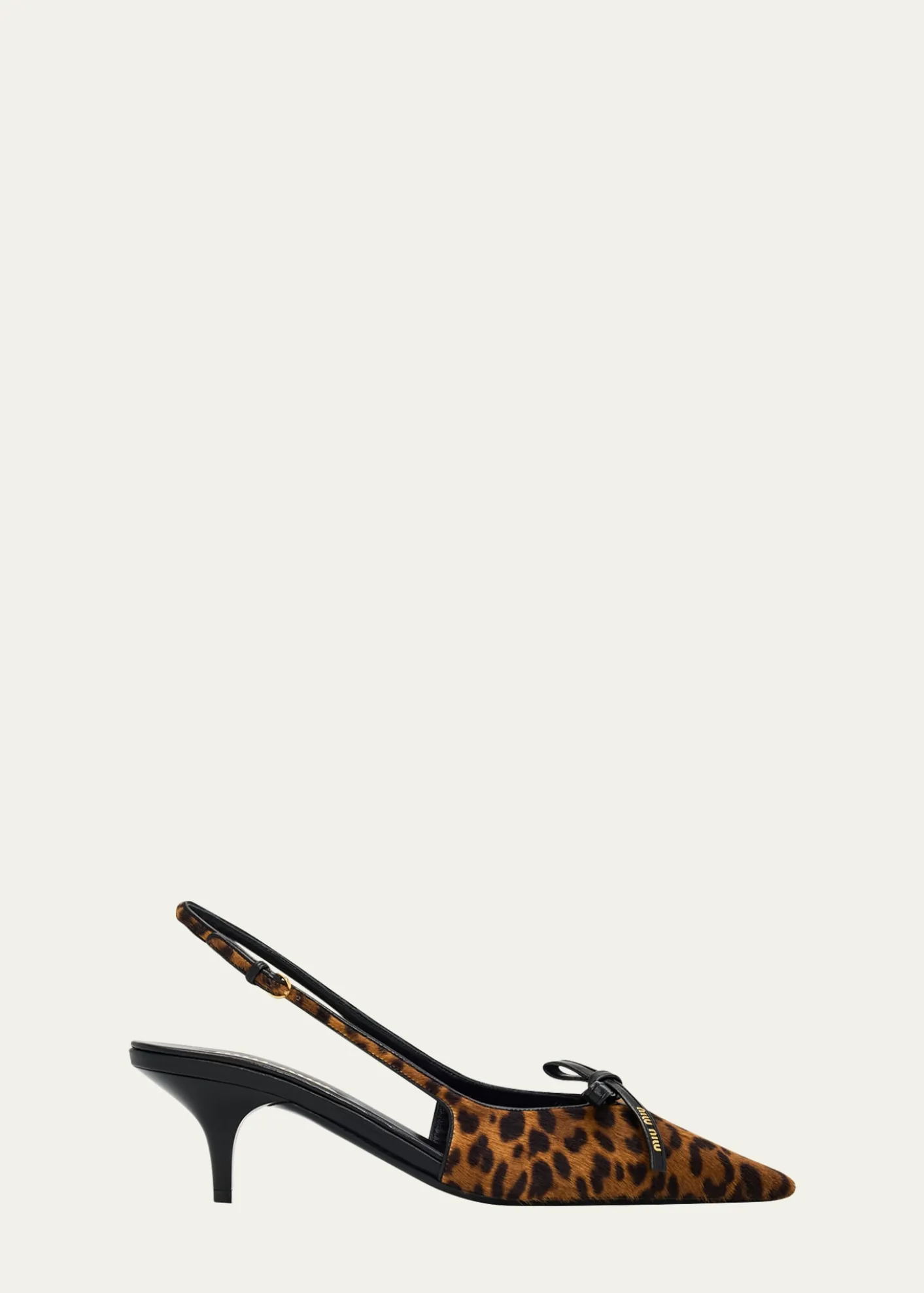 Miu Miu55mm Leopard Calf Hair Bow Slingback Pumps