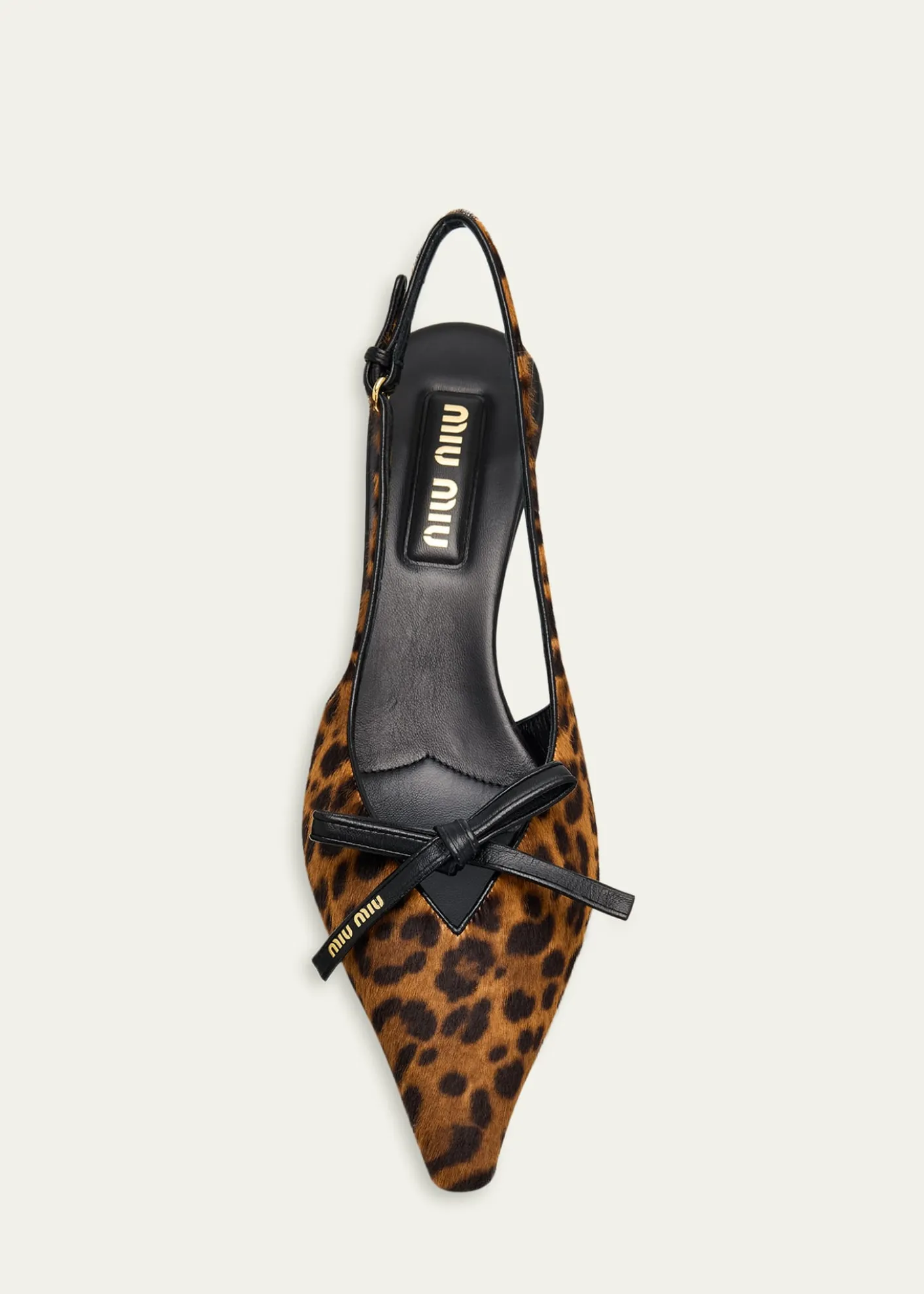 Miu Miu55mm Leopard Calf Hair Bow Slingback Pumps
