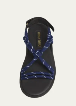 Miu MiuNastro Cross Rope Grip-Strap Sandals