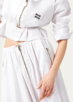 Miu MiuPopeline Drawstring Zip-Front Midi Skirt