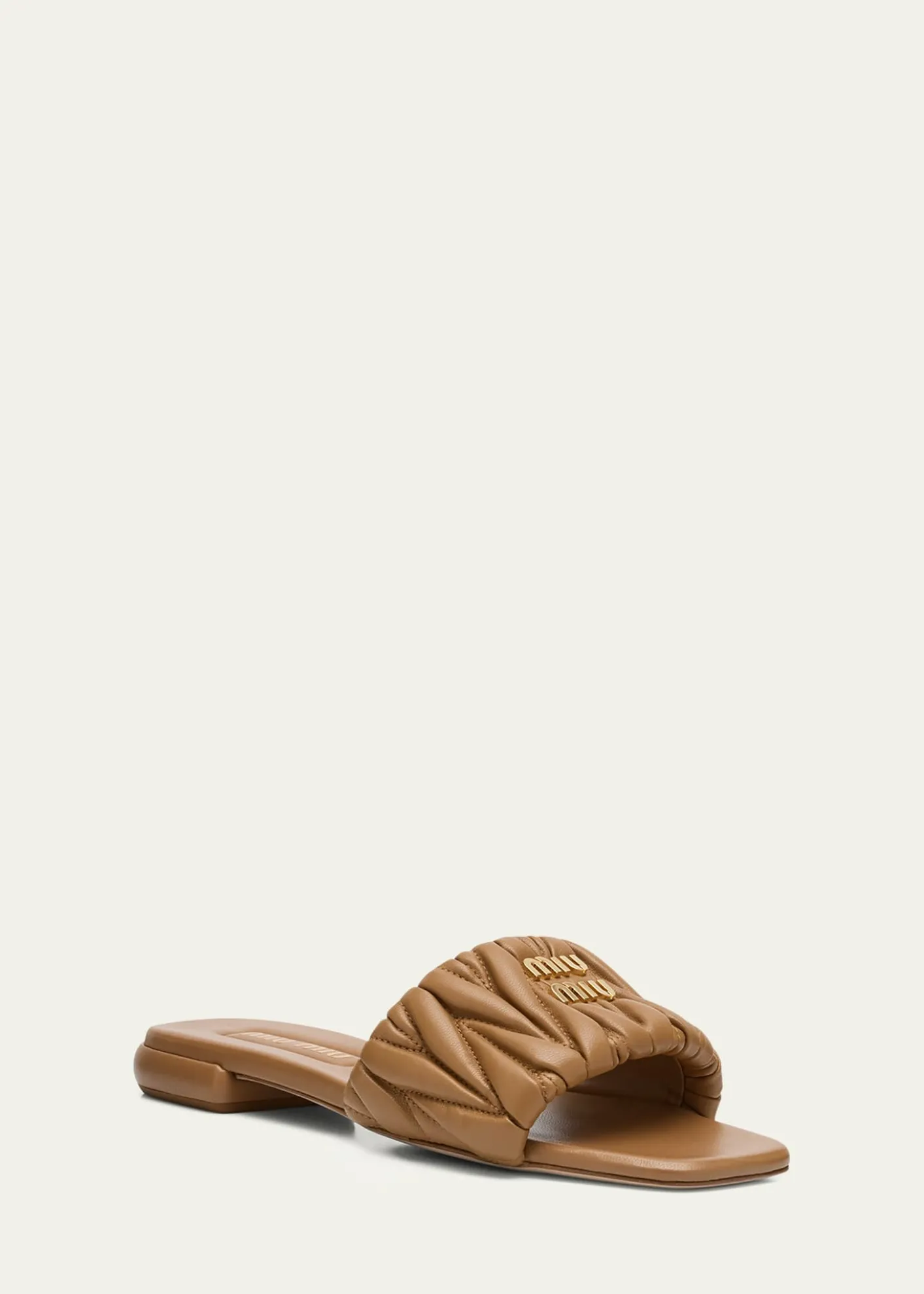 Miu MiuQuilted Leather Flat Slide Style