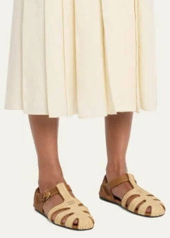 Miu MiuRaffia and Leather Fisherman Sandals