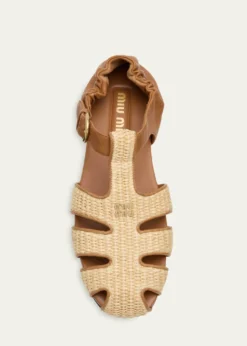 Miu MiuRaffia and Leather Fisherman Sandals
