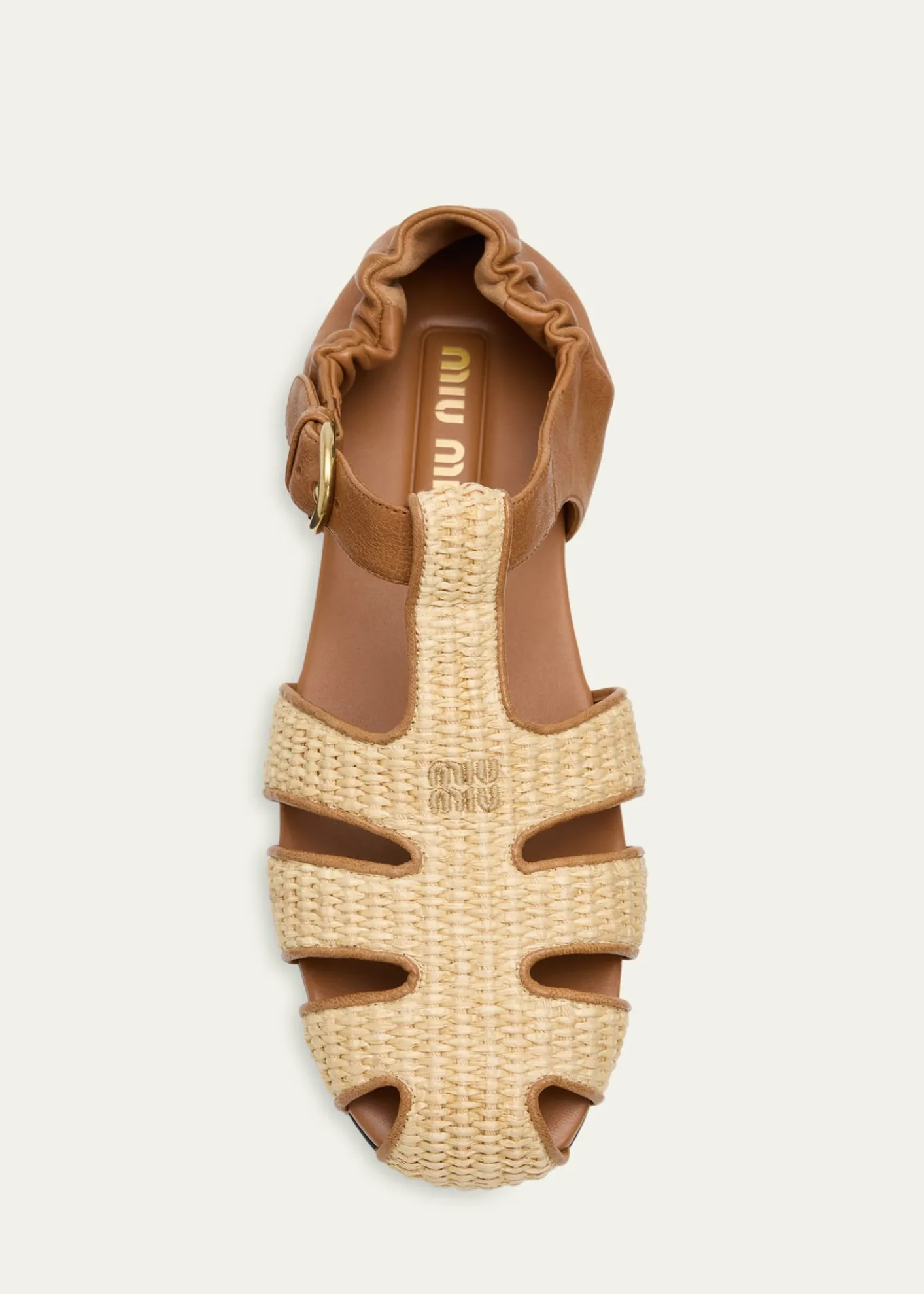 Miu MiuRaffia and Leather Fisherman Sandals
