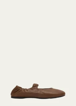Miu MiuRuched Leather Ballerina Flats