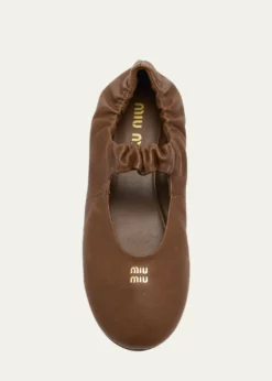 Miu MiuRuched Leather Ballerina Flats