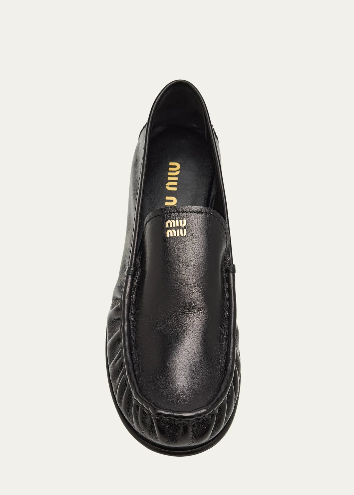 Miu MiuRuched Leather Mocassin Loafers
